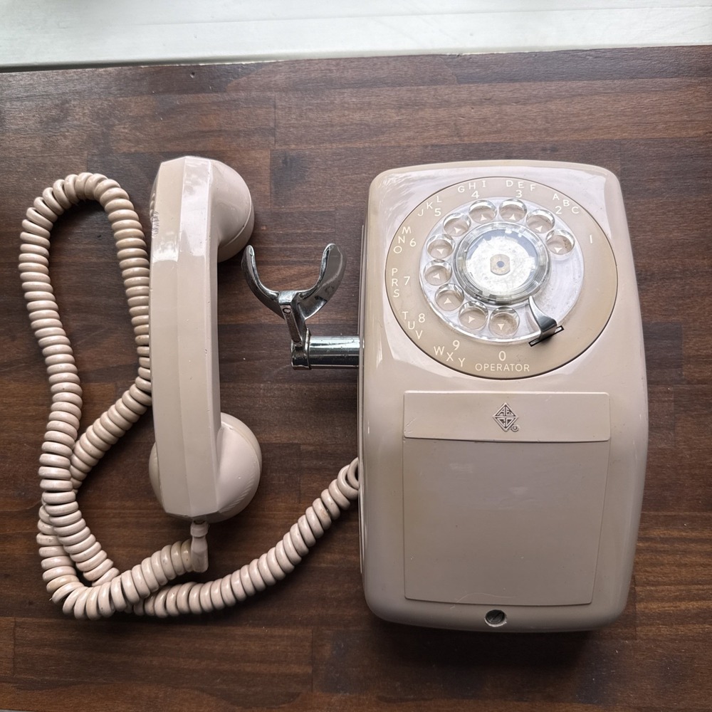Vintage 1960s AUTOMATIC ELECTRIC Pink Plum Rotary Wall Mount Telephone